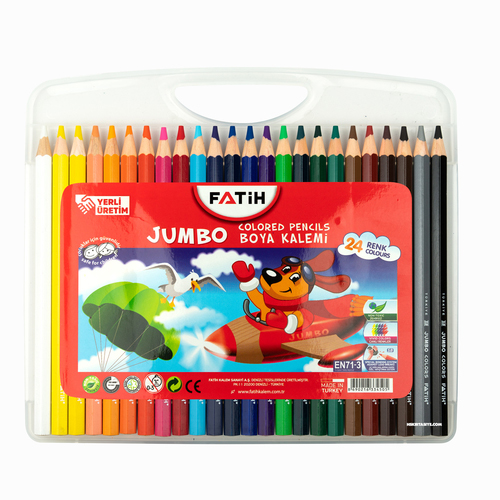 FATİH PLASTİK KUTULU JUMBO 24'LÜ KURU BOYA