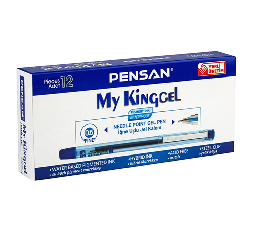 PENSAN MY KİNG TÜKENMEZ JEL MAVİ PK:12'Lİ