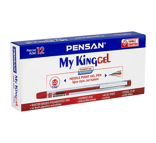 PENSAN MY KİNG JEL KALEM KIRMIZI PK:12'Lİ