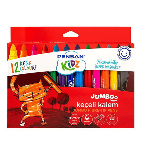 PENSAN YIKANABİLİR JUMBO KEÇELİ KALEM 12'Lİ