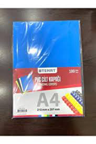 TEMAT PVC A4 CİLT KAPAĞI MAVİ 100'LÜ