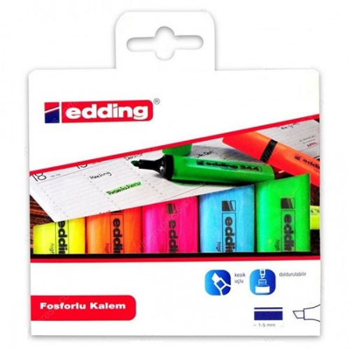 EDDİNG 5'Lİ 5 RENK FOSFOLU SET
