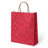 25x12x31 Büküm Saplı Kağıt Poşet -Yılbaşı Bordo 3-(7)