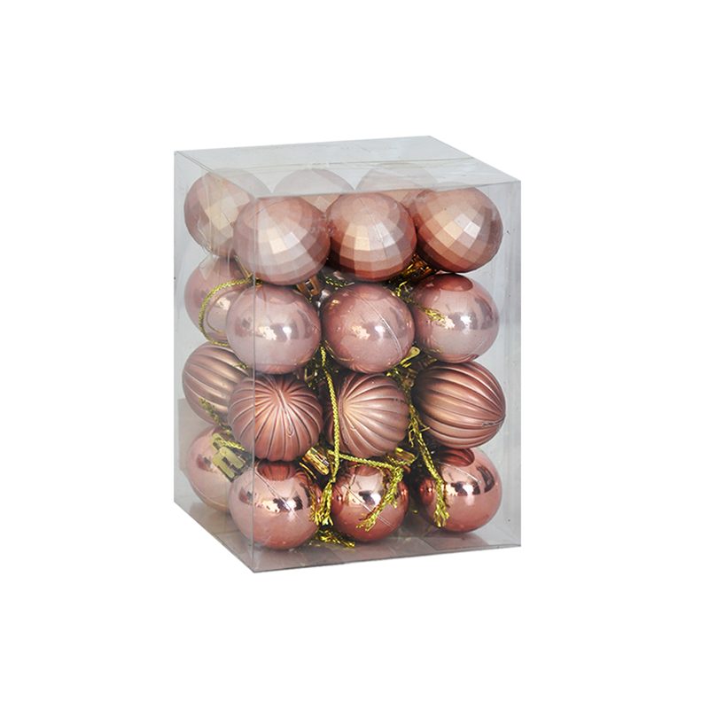 4cm Lüks Ağaç Süsleri Asorti 4 Model 24lü -Bronz-