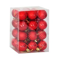 4cm Lüks Ağaç Süsleri Asorti 4 Model 24lü -Kırmızı-