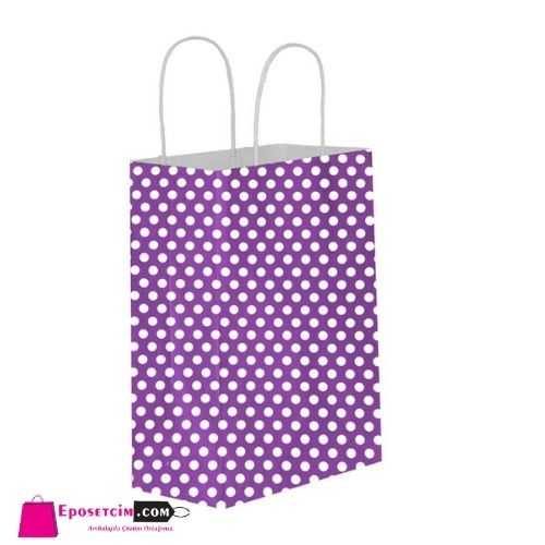 KİKA 25X12X31CM KAĞİT POŞET PUANTİYELİ MOR-BÜKÜM