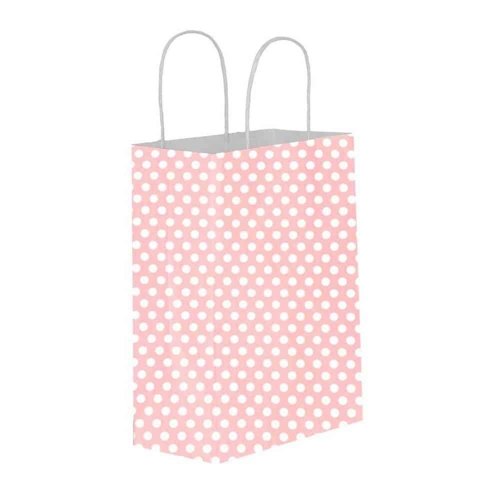 KİKA 25X12X31CM KAĞİT POŞET PUANTİYELİ PEMBE-BÜKÜM