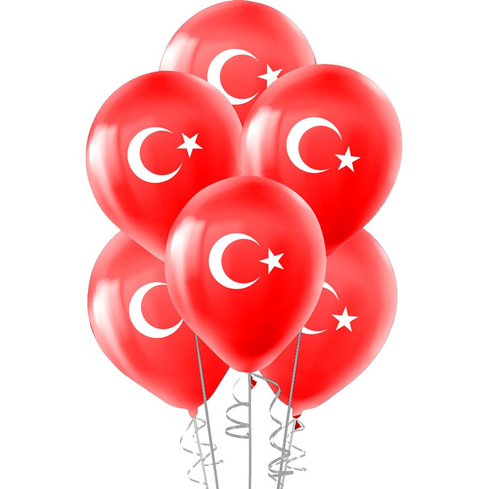 12" PASTEL BALON BASKILI 100LÜ -AY YILDIZ-