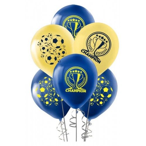 12" PASTEL BALON BASKILI 100LÜ -CHAMPİON SARI LACİVERT-