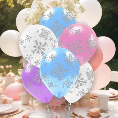 12" PASTEL BALON ÇEPEÇEVRE BASKILI100LÜ -SNOWFLAKES-