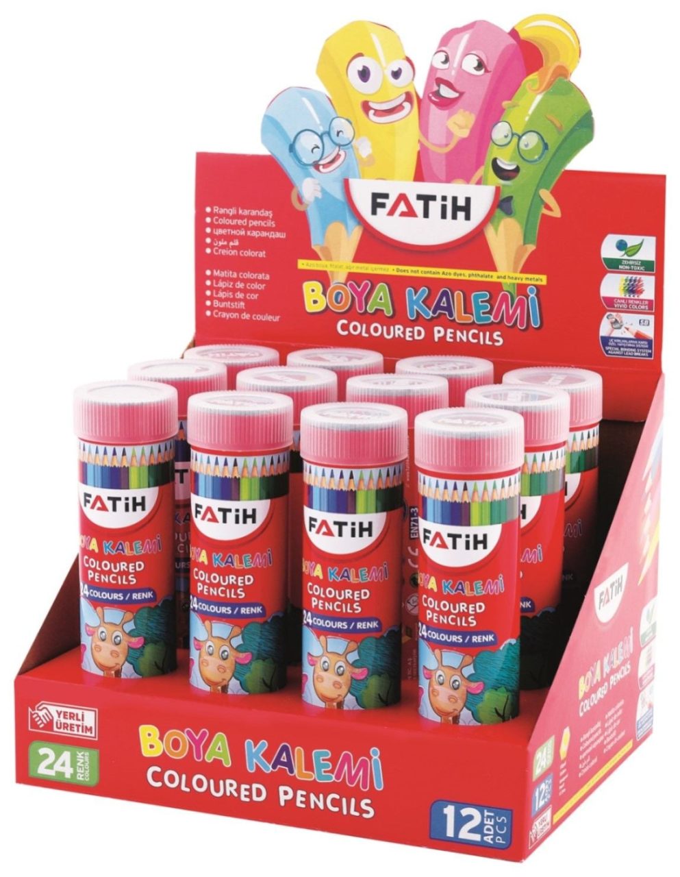 FATİH KURUBOYA TÜPLÜ 24 RENK TAM BOY 12'Lİ