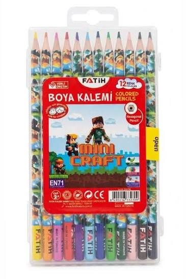 FATİH MİNECRAFT KURU BOYA 12'Lİ PLASTİK KUTULU