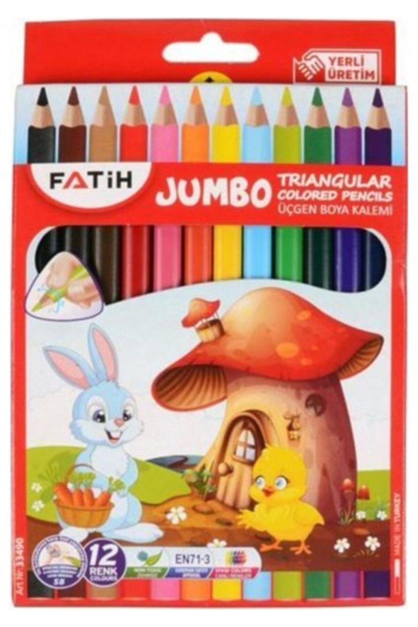 FATİH ÜÇGEN JUMBO KURU BOYA 12'Lİ