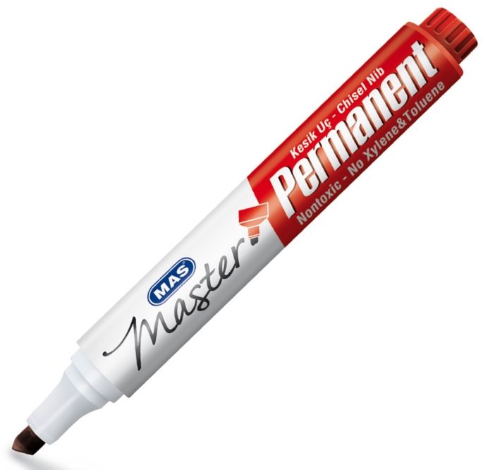 MAS PERMANENT MARKER KESİK UÇ KIRMIZI 12'Lİ