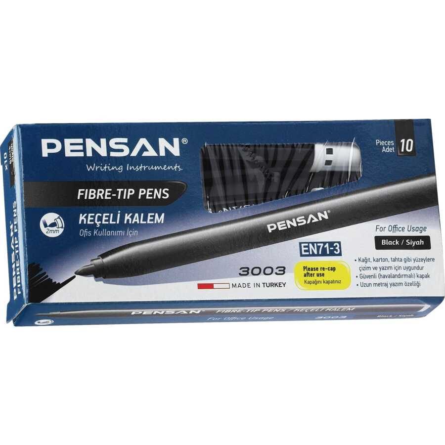 PENSAN TEKLİ KEÇELİ KALEM SİYAH PK:10'LU