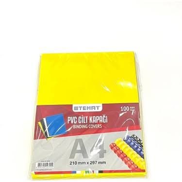 TEMAT PVC A4 CİLT KAPAĞI SARİ 100'LÜ