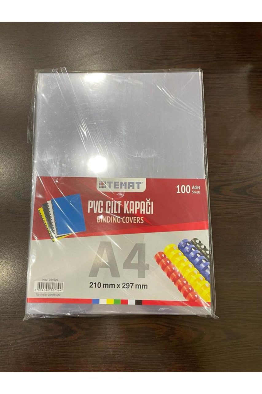 TEMAT PVC A4 CİLT KAPAĞI ŞEFFAF 100'LÜ